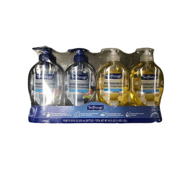 Softsoap Antibacterial Hand Soap Bottles with Pump, 4 x 11.25 oz - ShelHealth.Com
