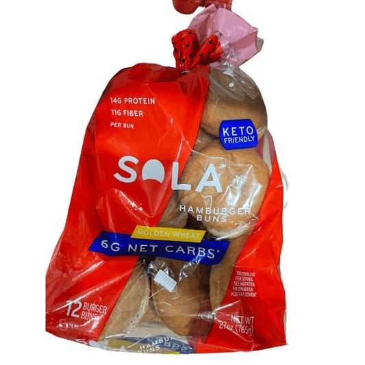 Sola Sola Low Carb & Keto Friendly Golden Wheat Hamburger Buns, 12 Count (27 oz.)