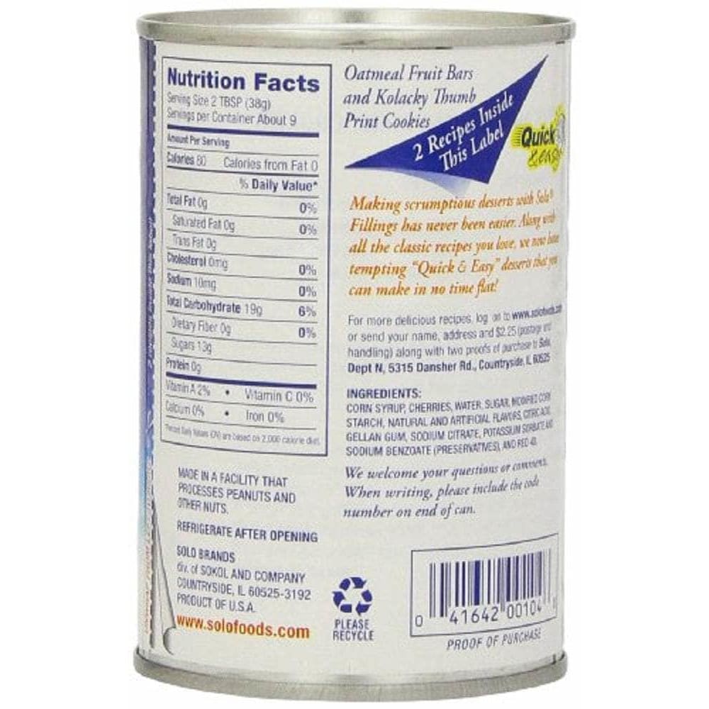 SOLO SOLO Cherry Cake & Pastry Filling, 12 oz