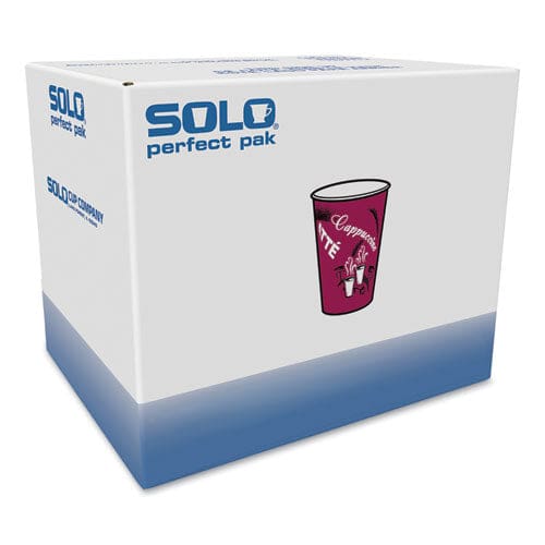 SOLO Paper Hot Drink Cups In Bistro Design 12 Oz Maroon 300/carton - Food Service - SOLO®