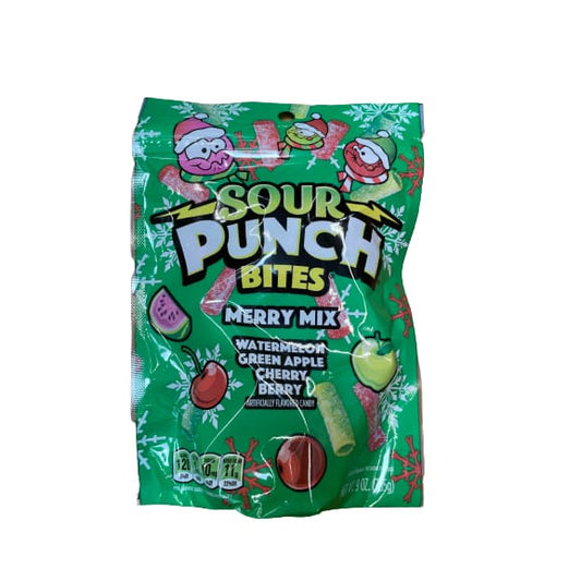 SOUR PUNCH Merry Mix Bites Soft & Chewy Sour Candy Pieces 9oz Bag - SOUR PUNCH