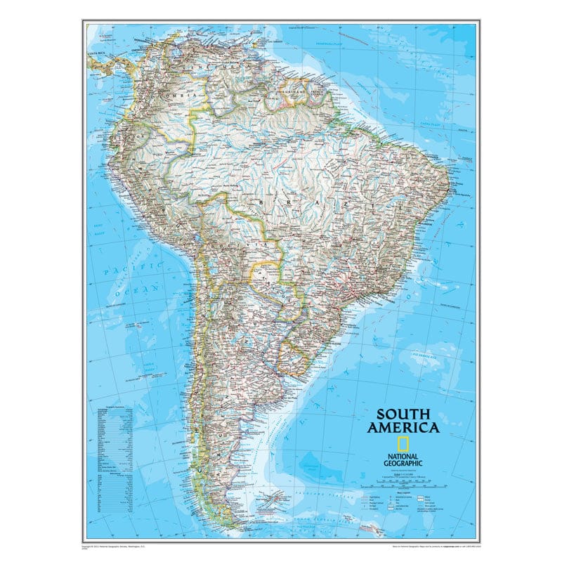 South America Wall Map 24 X 30 - Maps & Map Skills - National Geographic Maps