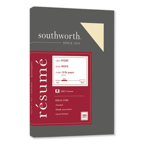 Southworth 100% Cotton Resume Paper 95 Bright 32 Lb Bond Weight 8.5 X 11 White 100/pack - Office - Southworth®