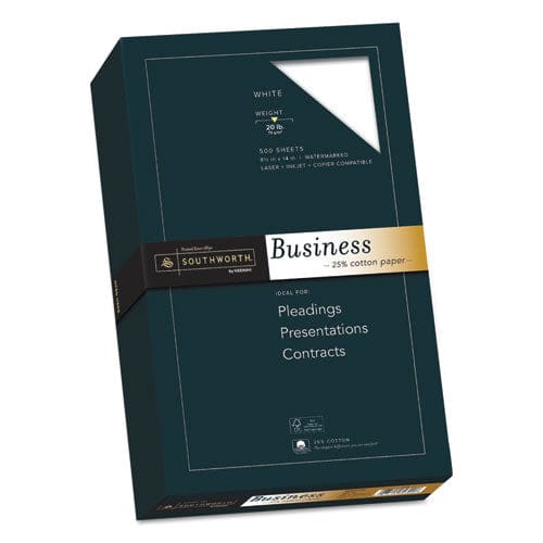Southworth 25% Cotton Business Paper 95 Bright 20 Lb Bond Weight 8.5 X 14 White 500 Sheets/ream - Office - Southworth®
