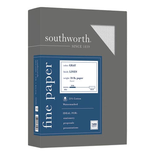 Southworth 25% Cotton Linen Business Paper 24 Lb Bond Weight 8.5 X 11 Gray 500/ream - Office - Southworth®