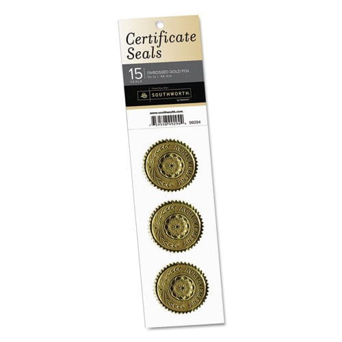 Southworth Certificate Seals 1.75 Dia Gold 3/sheet 5 Sheets/pack - Office - Southworth®