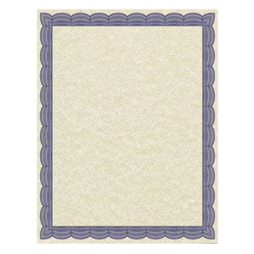 Southworth Parchment Certificates Traditional 8.5 X 11 Ivory With Blue Border 50/pack - Office - Southworth®