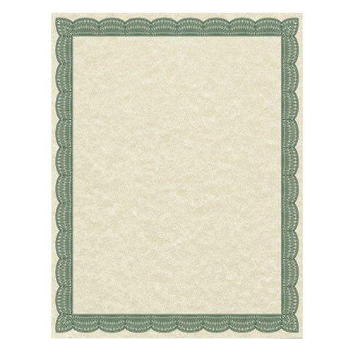 Southworth Parchment Certificates Traditional 8.5 X 11 Ivory With Green Border 50/pack - Office - Southworth®