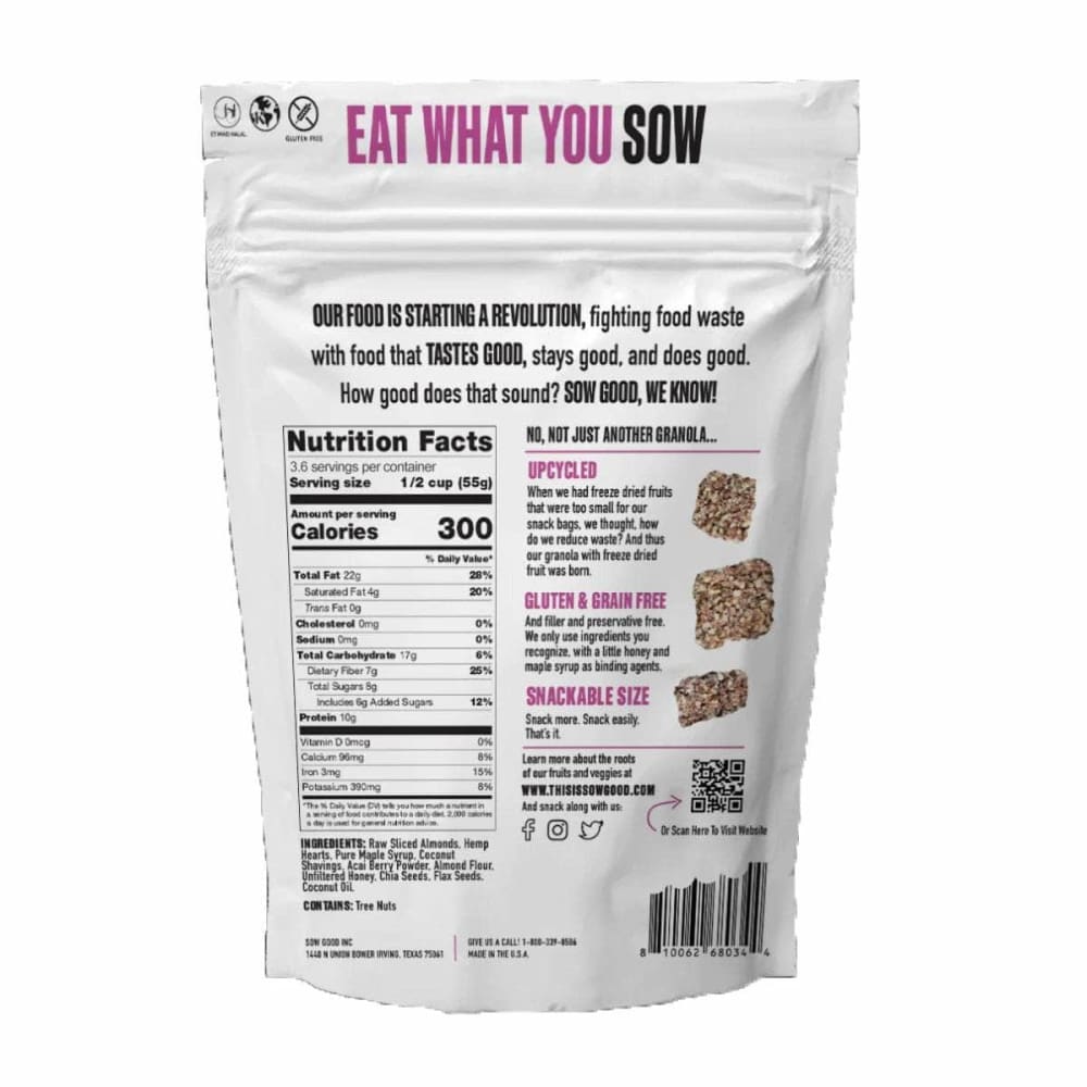 SOW GOOD Grocery > Snacks SOW GOOD: Acai & Almond Granola, 7 oz