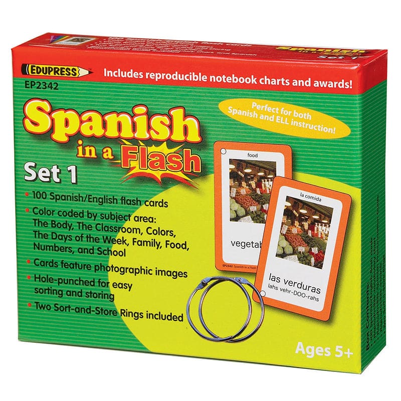 Spanish In A Flash Set 1 (Pack of 3) - Flash Cards - Teacher Created Resources