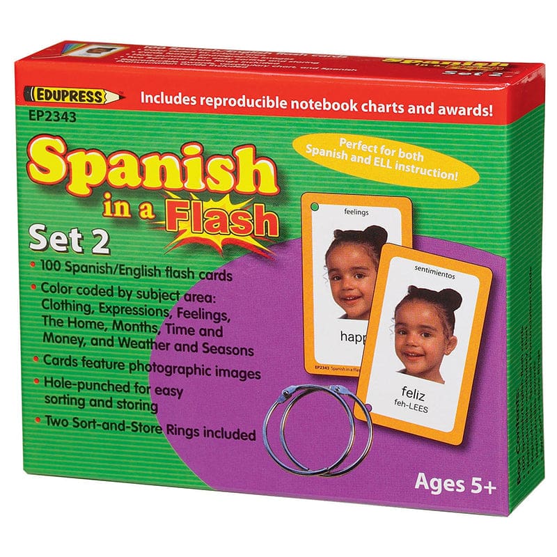Spanish In A Flash Set 2 (Pack of 3) - Flash Cards - Teacher Created Resources