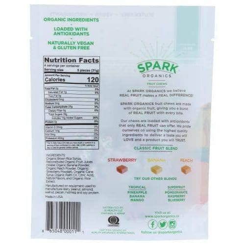 SPARK ORGANICS Spark Organics Chews Classic Blnd Fruit, 4 Oz
