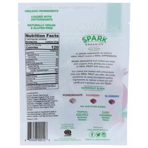 SPARK ORGANICS Spark Organics Chews Sprfruit Blnd Fruit, 4 Oz