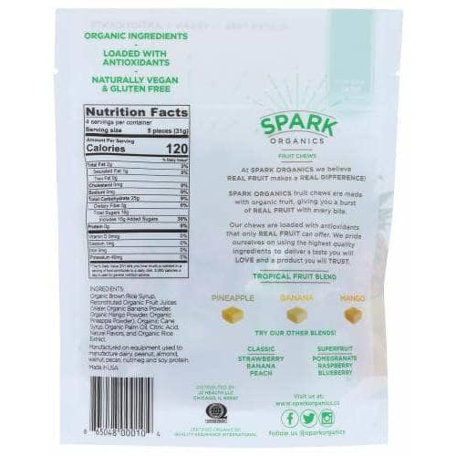 SPARK ORGANICS Spark Organics Chews Tropical Blnd Fruit, 4 Oz