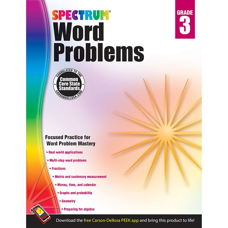 Spectrum Gr3 Word Problems Workbook (Pack of 6) - Activity Books - Carson Dellosa Education