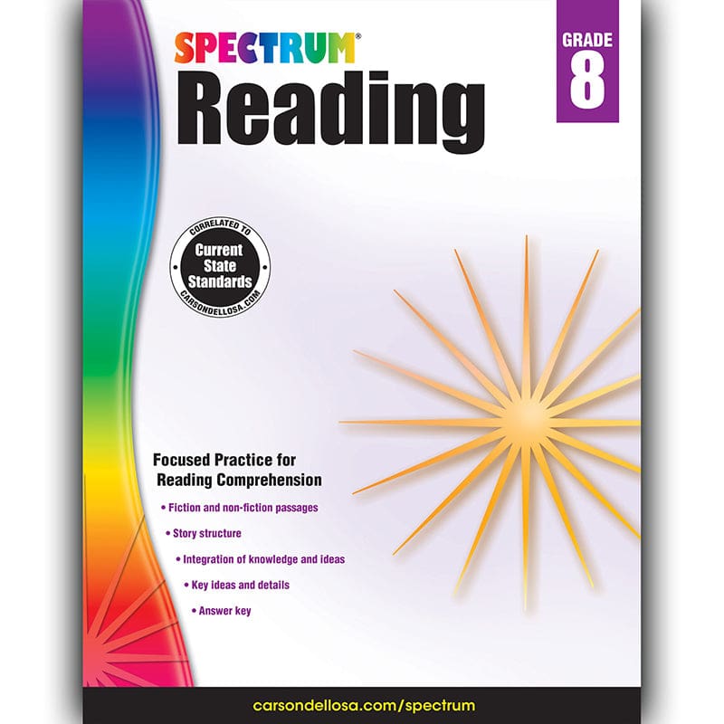 Spectrum Reading Gr 8 (Pack of 6) - Reading Skills - Carson Dellosa Education