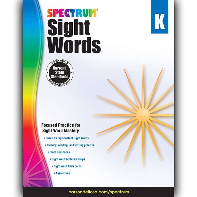 Spectrum Sight Words Gr K (Pack of 6) - Sight Words - Carson Dellosa Education