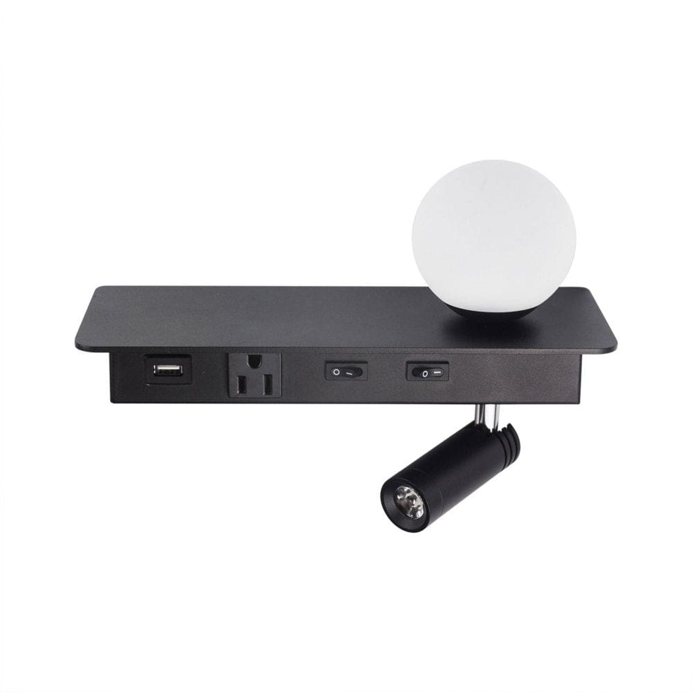 Spitzer Wall Mount White LED Adjustable Reading Light with USB Charging Port - Lamps - Spitzer