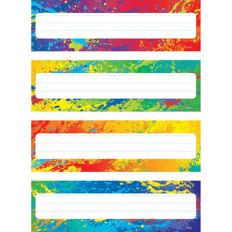 Splashy Colors Name Plates Variety Pack Of 4 Designs 32 Plates (Pack of 10) - Name Plates - Trend Enterprises Inc.