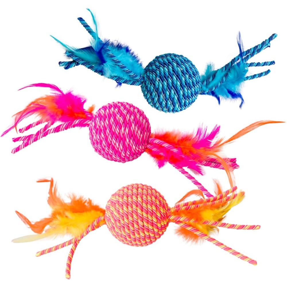 Spot Elasteeez Ball and Feathers Cat Toy Assorted - Pet Supplies - Spot
