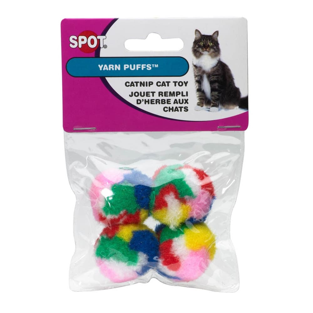 Spot Kitty Yarn Puffs Catnip Toy Assorted 1.5 in 4 Pack Small - Pet Supplies - Spot
