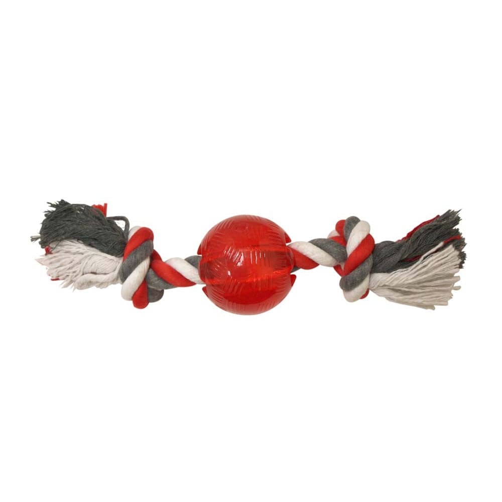 Spot Play Strong Ball with Rope Dog Toy Rope with Ball Red 3.25 in - Pet Supplies - Spot