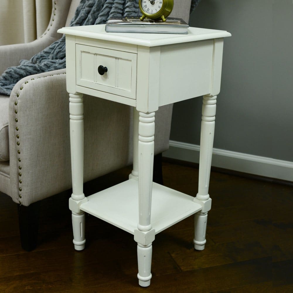 Square Accent Table Antique White - Living Room Tables - Square