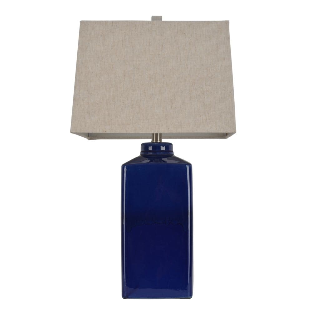 Square Ceramic Table Lamp Rich Blue - Lamps - Square