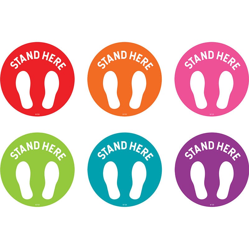 Stand Here Floor Markers 4 Spot On (Pack of 6) - Classroom Management - Teacher Created Resources