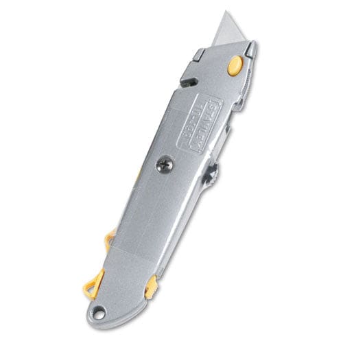 Stanley Quick-change Utility Knife With Retractable Blade And Twine Cutter 6 Metal Handle Gray 6/box - Office - Stanley®
