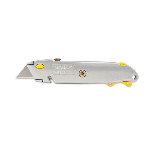 Stanley Quick-change Utility Knife With Retractable Blade And Twine Cutter 6 Metal Handle Gray 6/box - Office - Stanley®