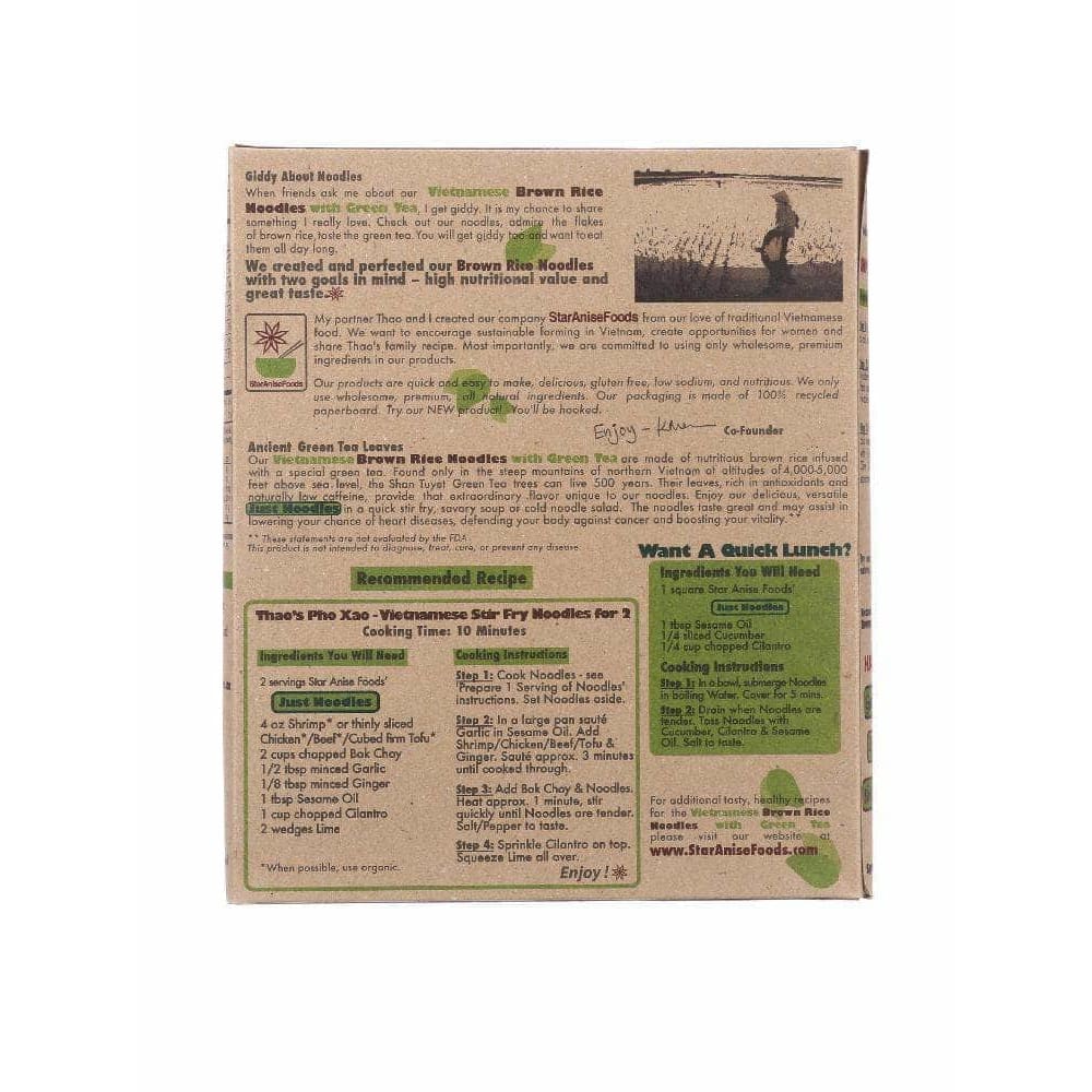 Star Anise Foods Star Anise Foods Vietnamese Brown Rice Noodles with Green Tea, 8.6 Oz