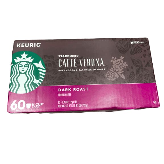 Starbucks Cafe Verona Roast K Cup Pods, Dark Cocoa And Caramelized Sugar, 60 Count - ShelHealth.Com