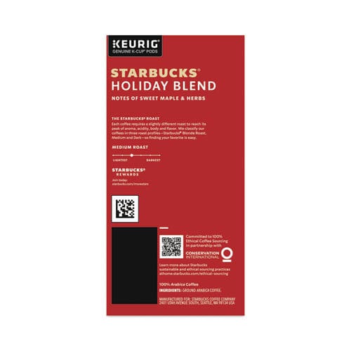 Starbucks Holiday Blend Coffee K-cups 22/box 4 Boxes/carton - Food Service - Starbucks®