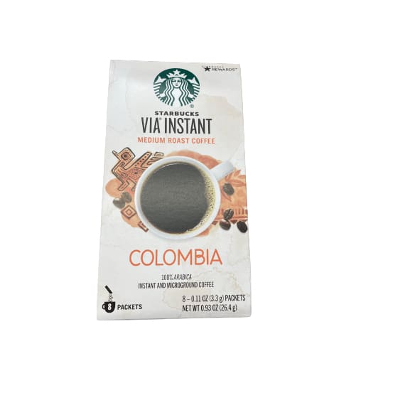 Starbucks Starbucks VIA Colombia, Medium Roast Instant Coffee Packets, 8 Count Box