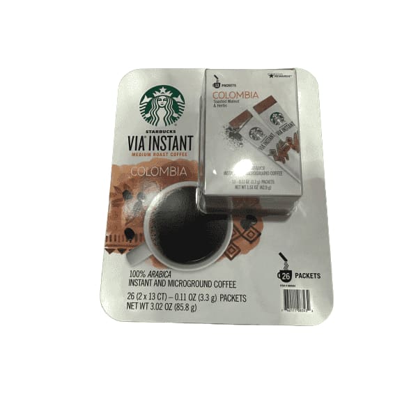 Starbucks Via Instant Medium Roast Colombia Coffee, 26 Count - ShelHealth.Com