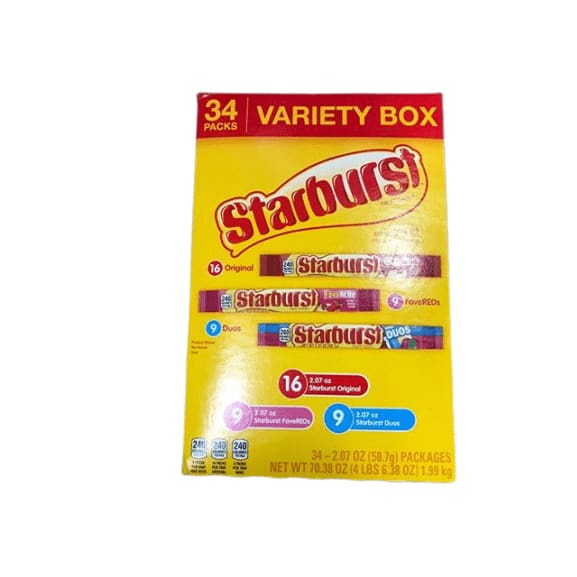 Starburst Fruit Chews Variety Pack, 2.07 ounce (34 Single Packs) - ShelHealth.Com