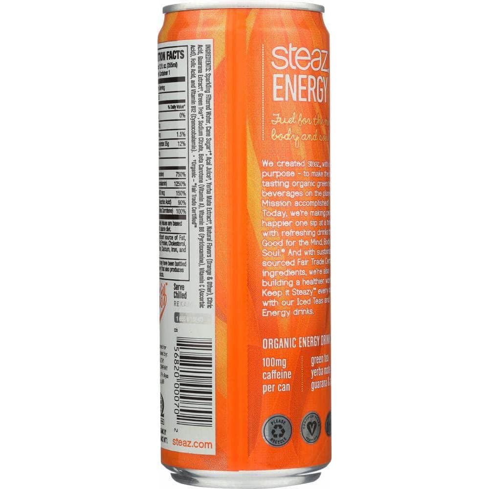 Steaz Steaz Orange Energy Drink, 12 Fl oz