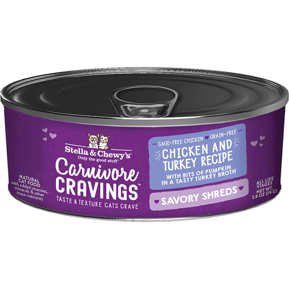 Stella and Chewys Cat Carnivore Cravings Shred Chicken and Turkey 2.8Oz. (Case Of 24) - Pet Supplies - Stella and Chewys