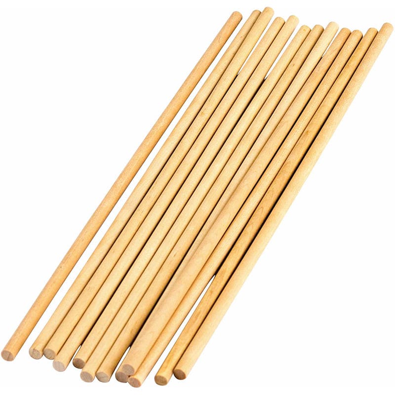 Stem Basics 1/4In Wood Dowels 12 Ct (Pack of 12) - Craft Sticks - Teacher Created Resources