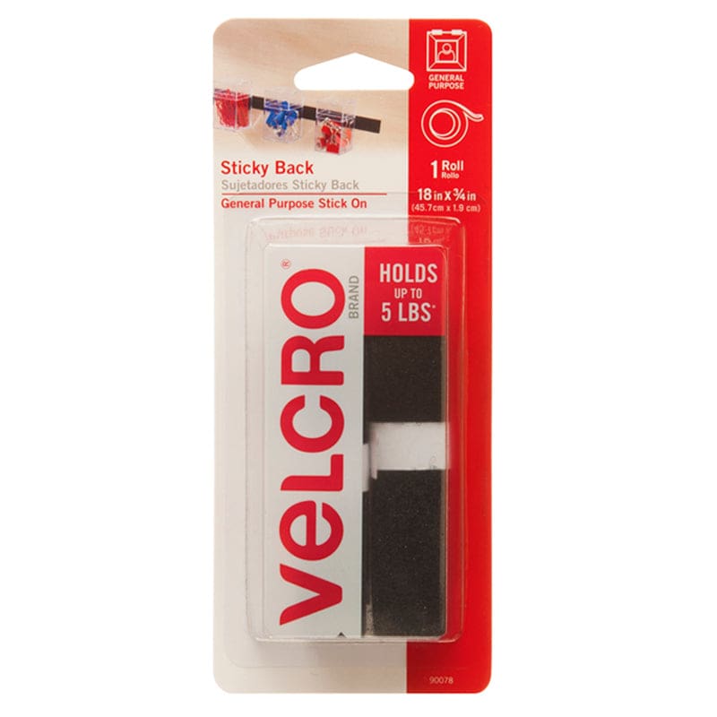 Sticky Back 18In X 3/4In Tape Blk (Pack of 12) - Velcro - Velcro Usa