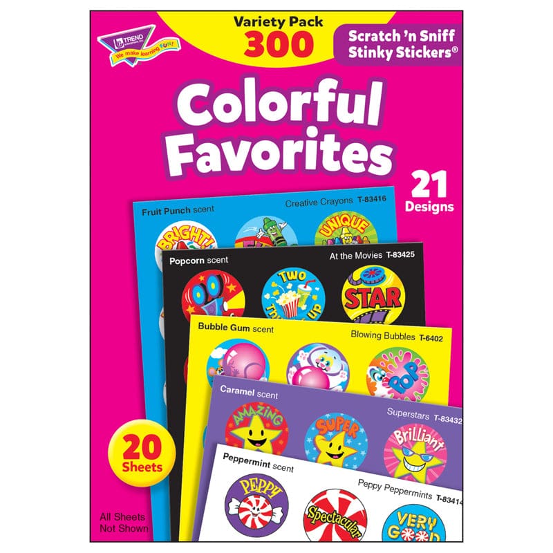 Stinky Stickers Colorful Favorites Acid-Free Variety 300/Pk (Pack of 6) - Stickers - Trend Enterprises Inc.