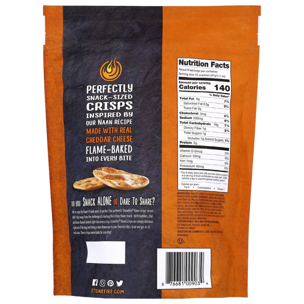 STONEFIRE: Classic Cheddar Naan Crisps 6 oz - Grocery > Snacks - STONEFIRE