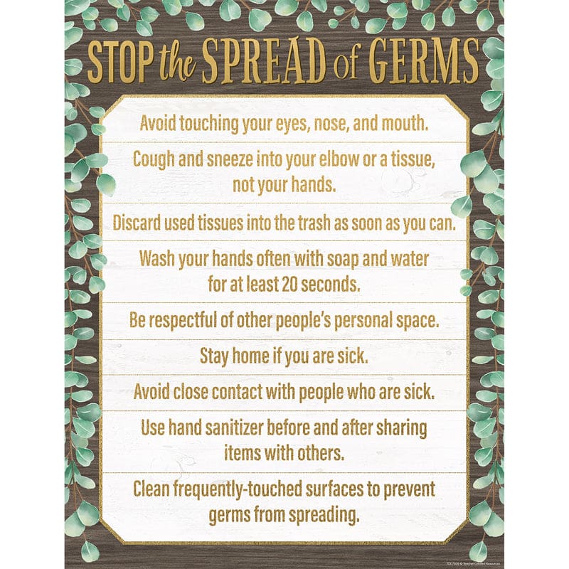 Stop The Spread Of Germs Chart Eucalyptus (Pack of 12) - Science - Teacher Created Resources