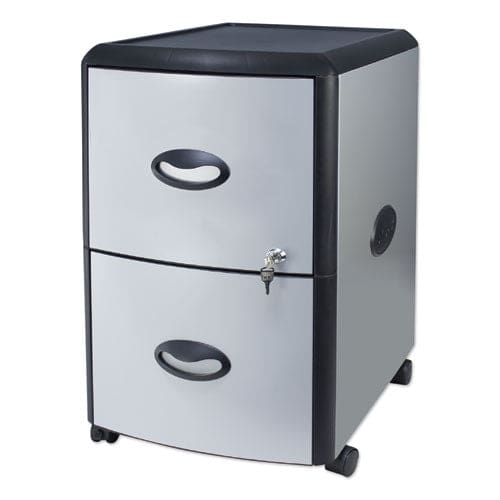 Storex Mobile Filing Cabinet With Metal Siding 2 Letter-size File Drawers Silver/black 19 X 15 X 23 - Furniture - Storex