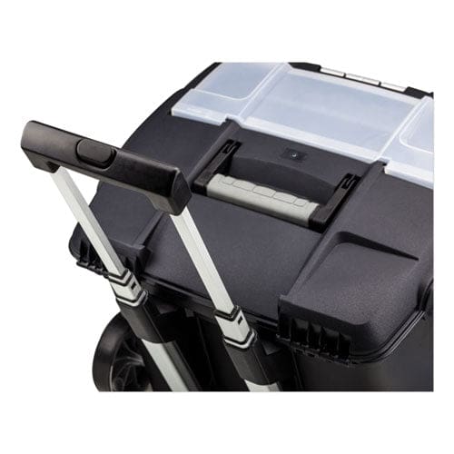 Storex Premium Mobile File Transport Box With Telescoping Handle And Organizer Tray Letter Files 15 X 16.38 X 14.25 Black/gray - School