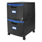 Storex Two-drawer Mobile Filing Cabinet 2 Legal/letter-size File Drawers Black/blue 14.75 X 18.25 X 26 - Furniture - Storex