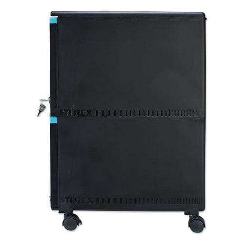 Storex Two-drawer Mobile Filing Cabinet 2 Legal/letter-size File Drawers Black/teal 14.75 X 18.25 X 26 - Furniture - Storex
