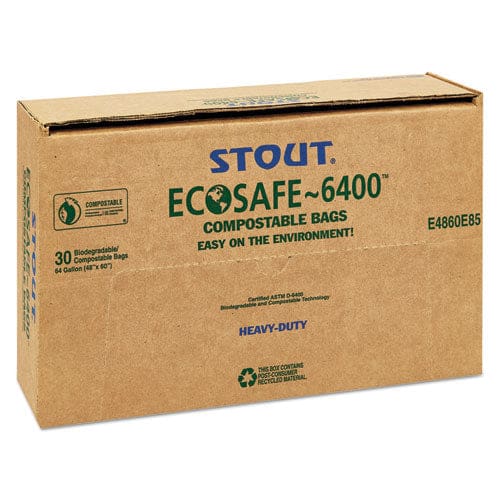 Stout by Envision Ecosafe-6400 Bags 64 Gal 0.85 Mil 48 X 60 Green 30/box - Janitorial & Sanitation - Stout® by Envision™