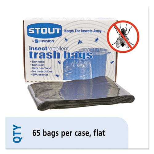 Stout by Envision Insect-repellent Trash Bags 55 Gal 2 Mil 37 X 52 Black 65/box - Janitorial & Sanitation - Stout® by Envision™
